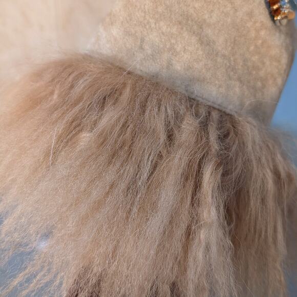 Penny Lane 100% genuine Suede Jacket, Lamb Fur Trim, Sequin Embroidery - S - Picture 11 of 12